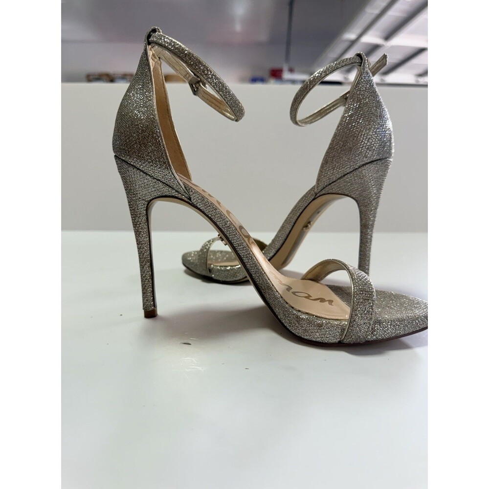 Sam Edelman Ariella Gold Sparkle Sandals w/Stiletto Ankle Strap. Women’s 7.5 - Picture 5 of 12